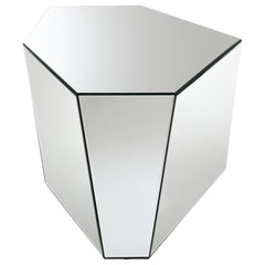 Capella Mirrored Abstract Geometric End Table Silver - MyWaynesHome #
