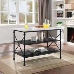 Brahm - Kitchen Island - White Marble Top & Gray