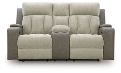 WhipLash - Power Reclining Loveseat With Console / Adj Headrest - Sisal