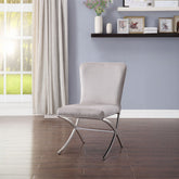 Daire - Side Chair (Set of 2) - Light Gray Velvet & Chrome