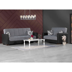 Ottomanson Armada - Upholstered Convertible Sofabed With Storage - Gray/Black PU Polyester