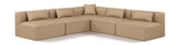 Cube - 5 Piece Modular Corner Armless Sectional - Tan
