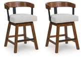 Ralene - Upholstered Swivel Barstool (Set of 2) - Medium Brown