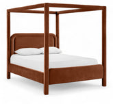 Salina - Cama tapizada en terciopelo - Coñac