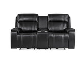 U8880 - Power Console Reclining Loveseat With Armrest Cupholder, Console Cooler With Watch Charger - Black