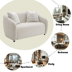 Etienne - Loveseat With 2 Pillows - Beige Linen