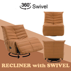 Talmon - Recliner With Swivel - Orange Synthetic Leather