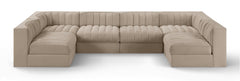 Rummi - Armless Velvet Performance Fabric Upholstered 6 Piece Modular Sectional