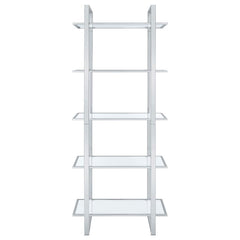 Hartford - 5-Shelf Glass Bookshelf - Chrome