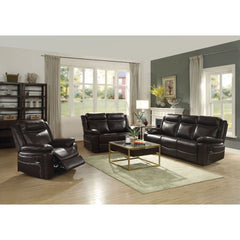 Corra - Motion Loveseat - Espresso Synthetic Leather