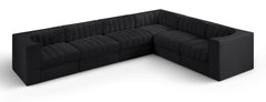 Rummi - Velvet Performance Fabric Upholstered 6 Piece Modular Sectional (With 3 Corner Chairs)
