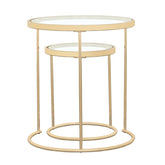Maylin - 2 Piece Round Glass Top Nesting Table Set - Gold