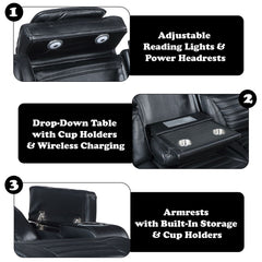 Ephron - Power Motion Sofa With Dropdown Table, Wireless Charging, Reading Light, Power Headrests & LED - Black