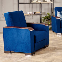 Ottomanson Armada X - Upholstered Convertible Wood Trimmed Armchair With Storage - Microfiber