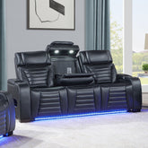 Ephron - Power Motion Sofa With Dropdown Table, Wireless Charging, Reading Light, Power Headrests & LED - Black