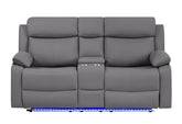 U6026 - 46A Console Reclining Loveseat With LED And Speaker - Gray