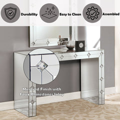 Hessa - Console Table - Mirrored & Faux Rhinestone