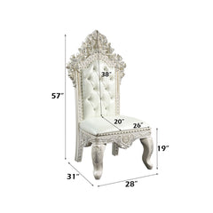 Adara - Side Chair (Set of 2) - Pearl White Synthetic Leather & Antique White