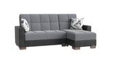 Ottomanson Armada - Upholstered Convertible Chaise Lounge With Storage - Gray/Black PU Polyester
