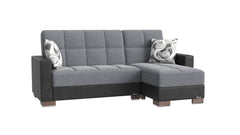 Ottomanson Armada - Upholstered Convertible Chaise Lounge With Storage - Gray/Black PU Polyester