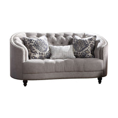 Saira - Loveseat With 3 Pillows - Light Gray Fabric