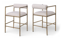 Axis - Linen Textured Beige Fabric Upholstered Counter Stool (Set of 2)