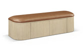Velden - Banco otomana tapizado con base de madera natural teñida
