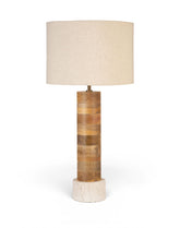 Orenda - Mango Wood Base And Linen Textured Fabric Shade Table Lamp - Travertine / Natural