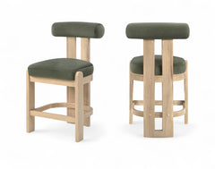 Arienzo - Velvet Performance Fabric Upholstered Counter Stool (Set of 2)
