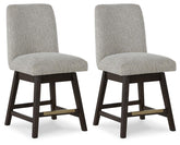 Burkhaus - Upholstered Swivel Barstool (Set of 2) - Beige / Dark Brown