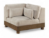 Turin - Chenille Fabric Upholstered Modular Corner Chair - Taupe / Brown Walnut