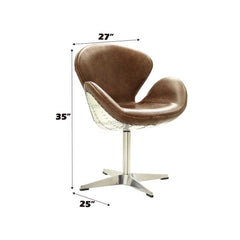 Brancaster - Accent Chair With Swivel - Retro Brown Top Grain Leather & Aluminum
