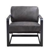 Locnos - Accent Chair - Gray Top Grain Leather & Black