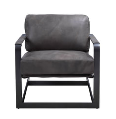 Locnos - Accent Chair - Gray Top Grain Leather & Black