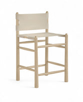Santos - Taburete de mostrador tapizado con base de madera natural teñida