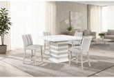 D2507 - 7 Piece Dining Room Set (Bar Table With Hidden Storage In The Base With 6 Bar Stools) - White