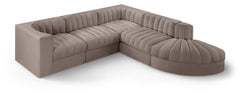 Rummi - Velvet Performance Fabric Upholstered 5 Piece Modular Sectional