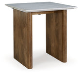 Isanti - Rectangular End Table - Light Brown / White