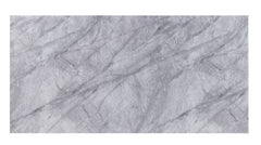 Satinka - Dining Table - Light Gray Printed Faux Marble Top & Mirrored Silver