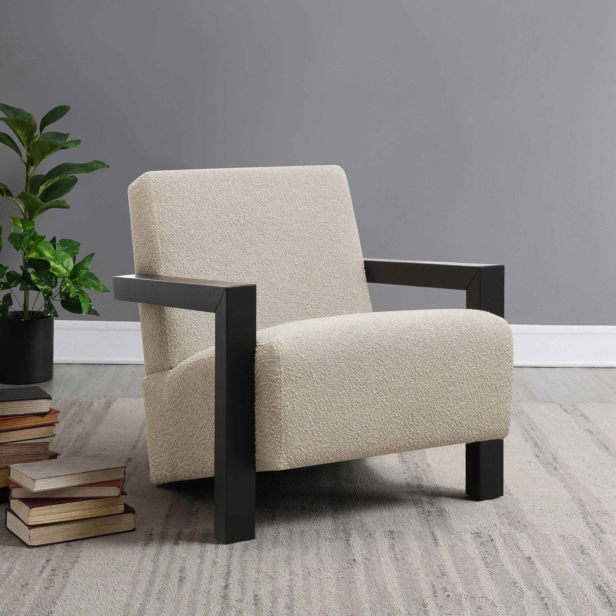Fitzroy Boucle Upholstered Accent Arm Chair Latte - MyWaynesHome #
