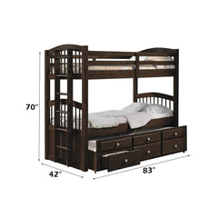Micah - Twin Over Twin Bunk Bed With Trundle & Storage - Espresso