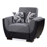 Ottomanson Armada Air - Upholstered Convertible Armchair With Storage - Gray/Black PU Polyester