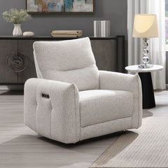 Lalisa - Power Motion Recliner With USB Port - Cream Chenille