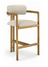 Aurum - Vegan Leather Upholstered Counter Stool With Brushed Brass Base