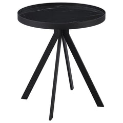 Briggs - Round Marble Printed Glass Top End Side Table