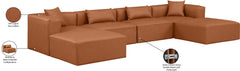 Cube - 6 Piece Modular Double Chaise Sectional - Cognac