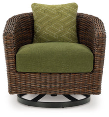 Horizon Hall - Swivel Lounge With Cushion - Brown / Green