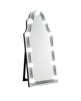 Noralie - Hollywood Floor Mirror - Mirrored & Faux Diamonds