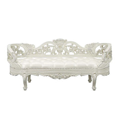 Adara - Bench - Pearl White Synthetic Leather & Antique White