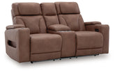 Clean-Slate - Power Reclining Loveseat With Console / Adj Headrest - Caramel
